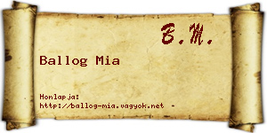 Ballog Mia névjegykártya